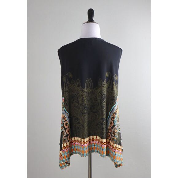 JOSEPH RIBKOFF $135 Slinky Stretch Paisley Open Front Vest Jacket Top Size 10 - Picture 4 of 6